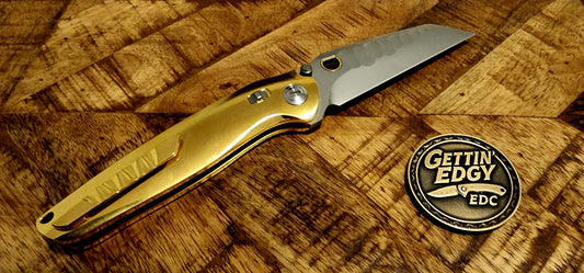 Ketuo Dirty Bird, Button Lock, Gold Titanium/Zircuti, M390 Blade - New