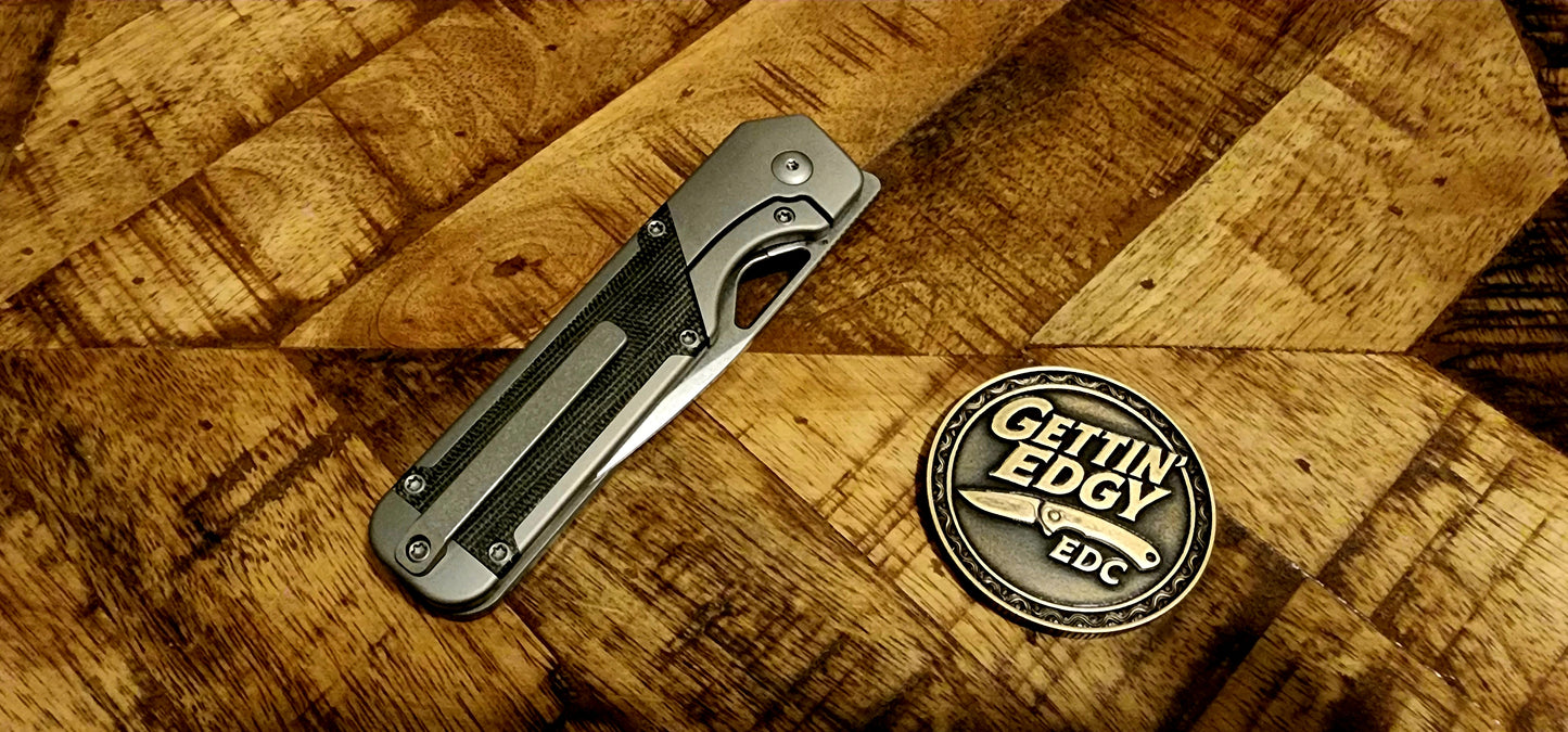 Kizer Militaw KI3634A1 Titanium with black Micarta inlays - New