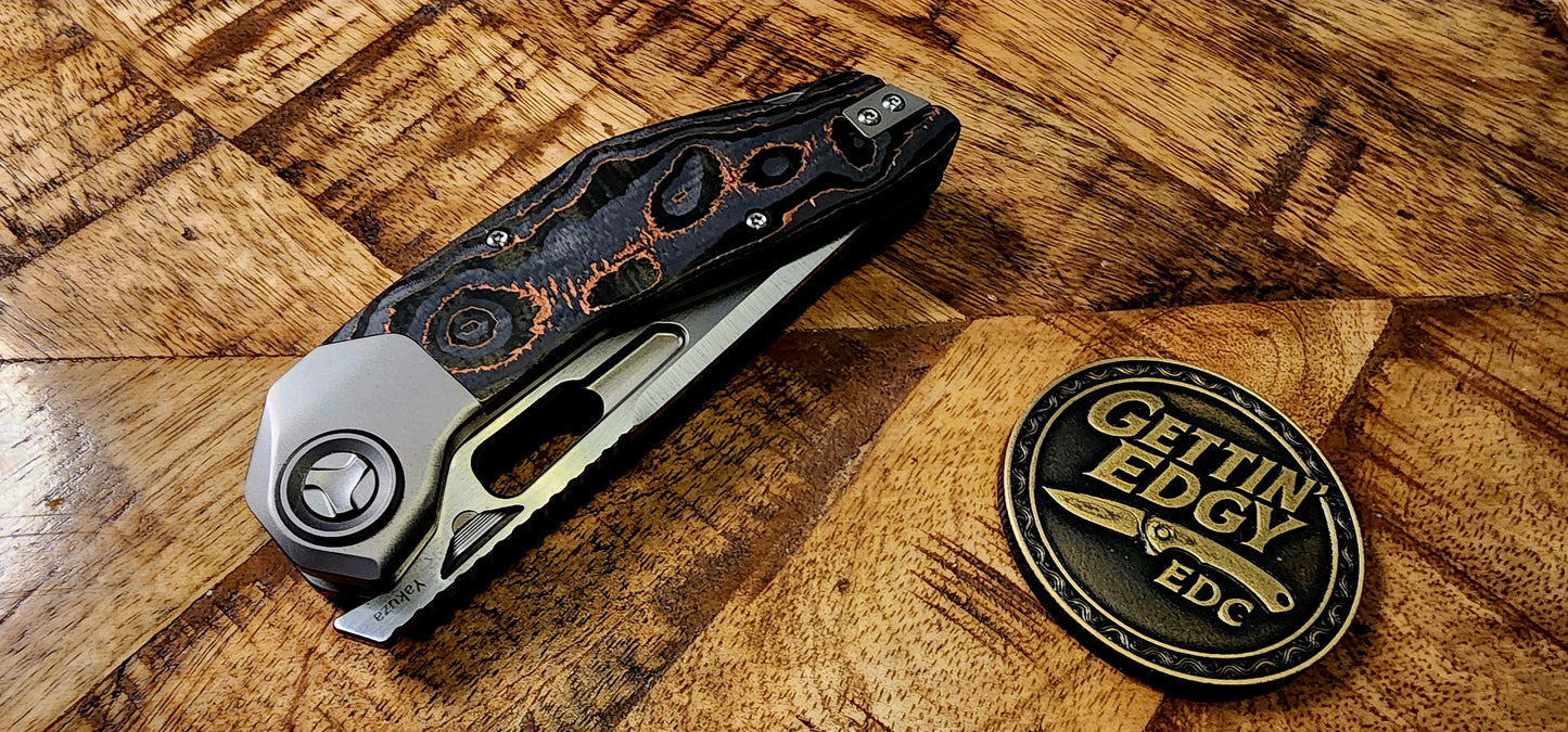 Ketuo KETM036 Yakuza — Satin Tanto Framelock - Carbon Fober Copper Foil - New