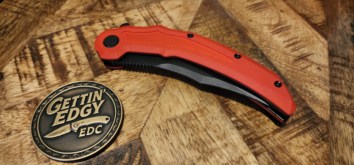 Kubey WaveCrest Pikal Linerlock, 14C, Red G10 - New