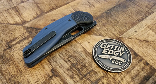 Ketuo Yakuza Linerlock Blue G10/Carbon Fiber with Black StoneWash Blade - New