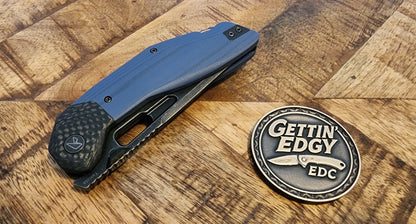 Ketuo Yakuza Linerlock Blue G10/Carbon Fiber with Black StoneWash Blade - New