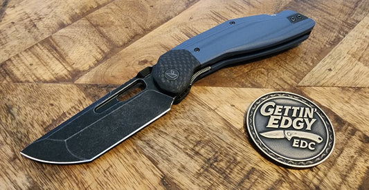 Ketuo Yakuza Linerlock Blue G10/Carbon Fiber with Black StoneWash Blade - New