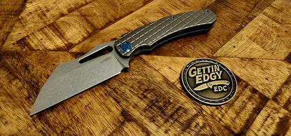 Kubey Sylow Grey Titanium Handle 3.46" Stonewash 14C28N Blade KU260A -Factory Condition - Pre-Owned