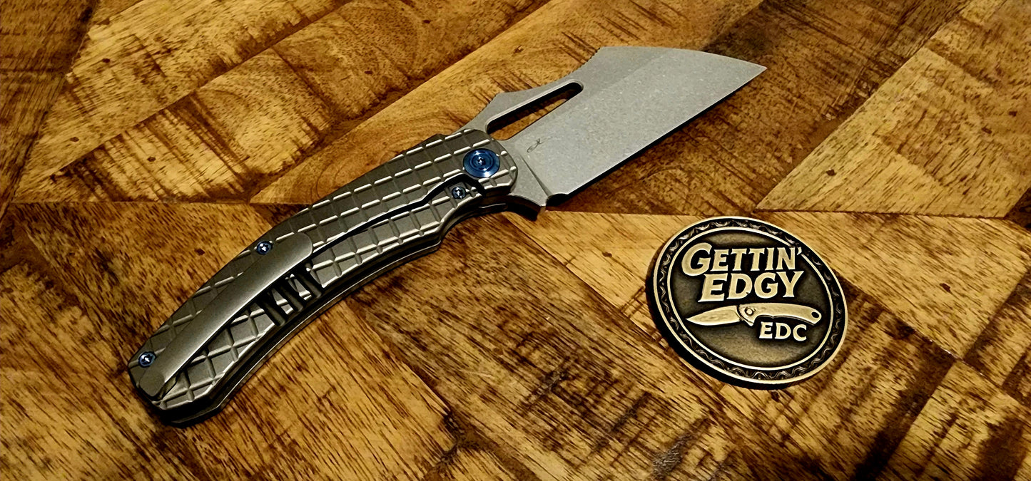 Kubey Sylow Grey Titanium Handle 3.46" Stonewash 14C28N Blade KU260A -Factory Condition - Pre-Owned