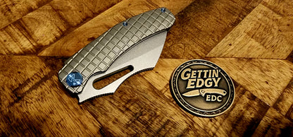 Kubey Sylow Grey Titanium Handle 3.46" Stonewash 14C28N Blade KU260A -Factory Condition - Pre-Owned