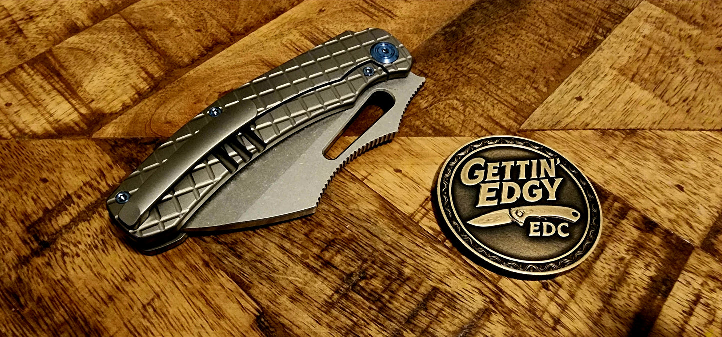 Kubey Sylow Grey Titanium Handle 3.46" Stonewash 14C28N Blade KU260A -Factory Condition - Pre-Owned