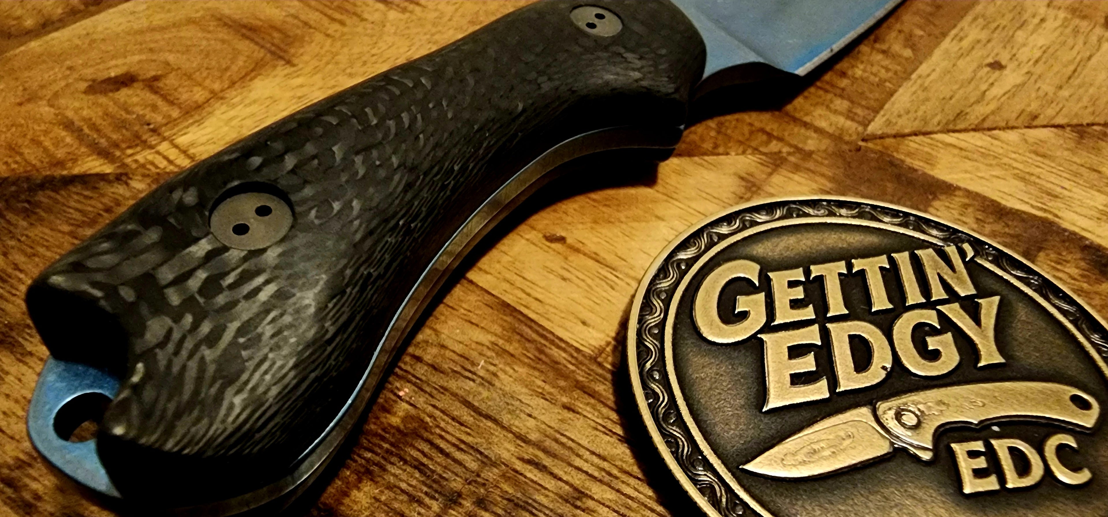 Bradford Guardian 3 Fixed Blade Knife Black Carbon Fiber 3.75" AEB-L Blue PVD Blade - New