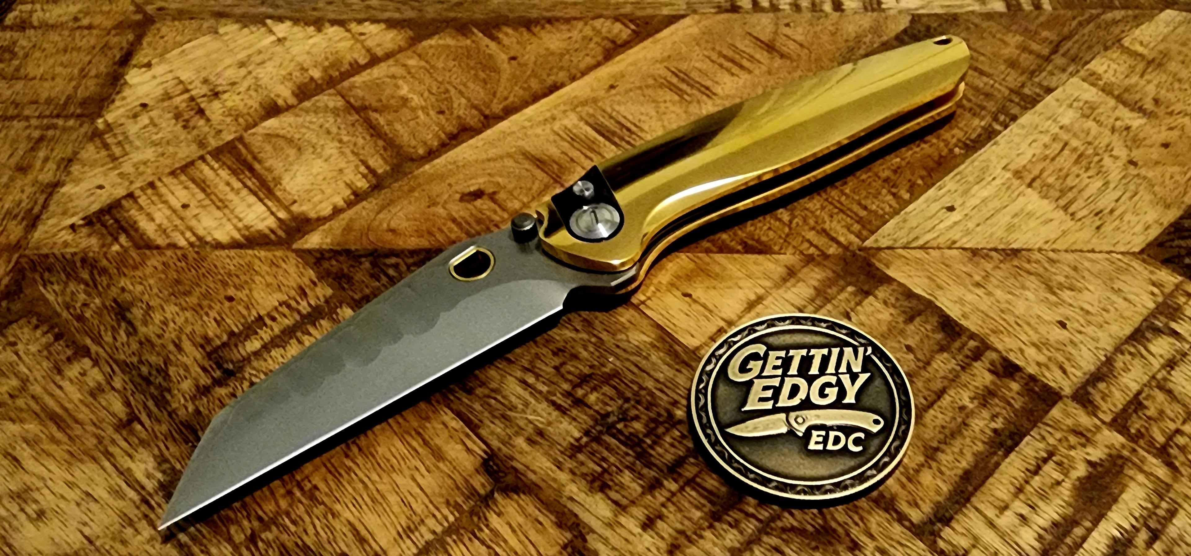 Ketuo Dirty Bird, Button Lock, Gold Titanium/Zircuti, M390 Blade - New