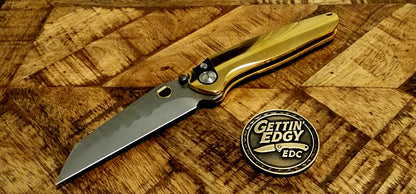 Ketuo Dirty Bird, Button Lock, Gold Titanium/Zircuti, M390 Blade - New