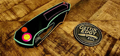 Heretic Knives 80's Neon CEL Shade Pariah, Manual Button-Lock Folder - Pre-Owned