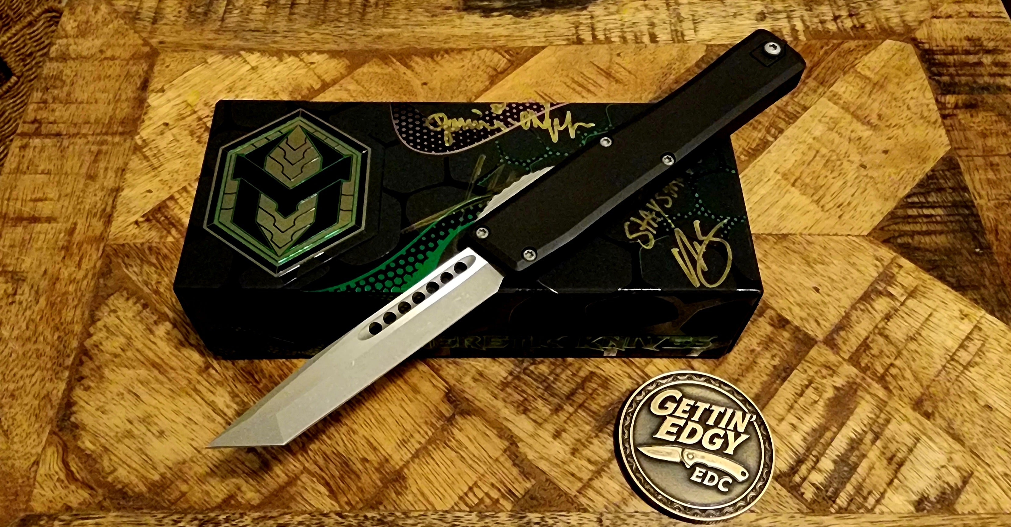 Heretic NYX OTF Tanto Black with Battleworn Finish - Pre-Owned - Signed