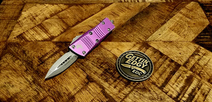 Microtech Mini Troodon D/E OTF Distressed Violet Apocalyptic Standard 238-10 DVI - Factory Condition - Pre-Owned