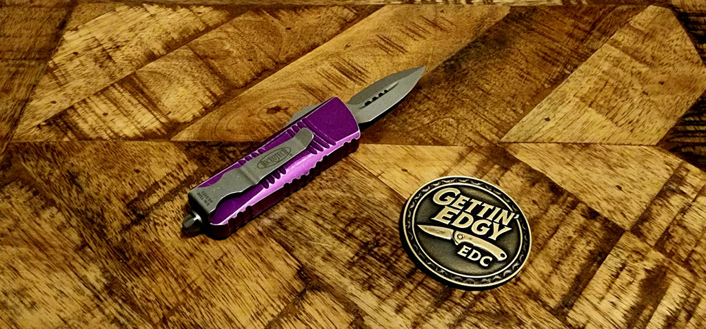 Microtech Mini Troodon D/E OTF Distressed Violet Apocalyptic Standard 238-10 DVI - Pre-Owned