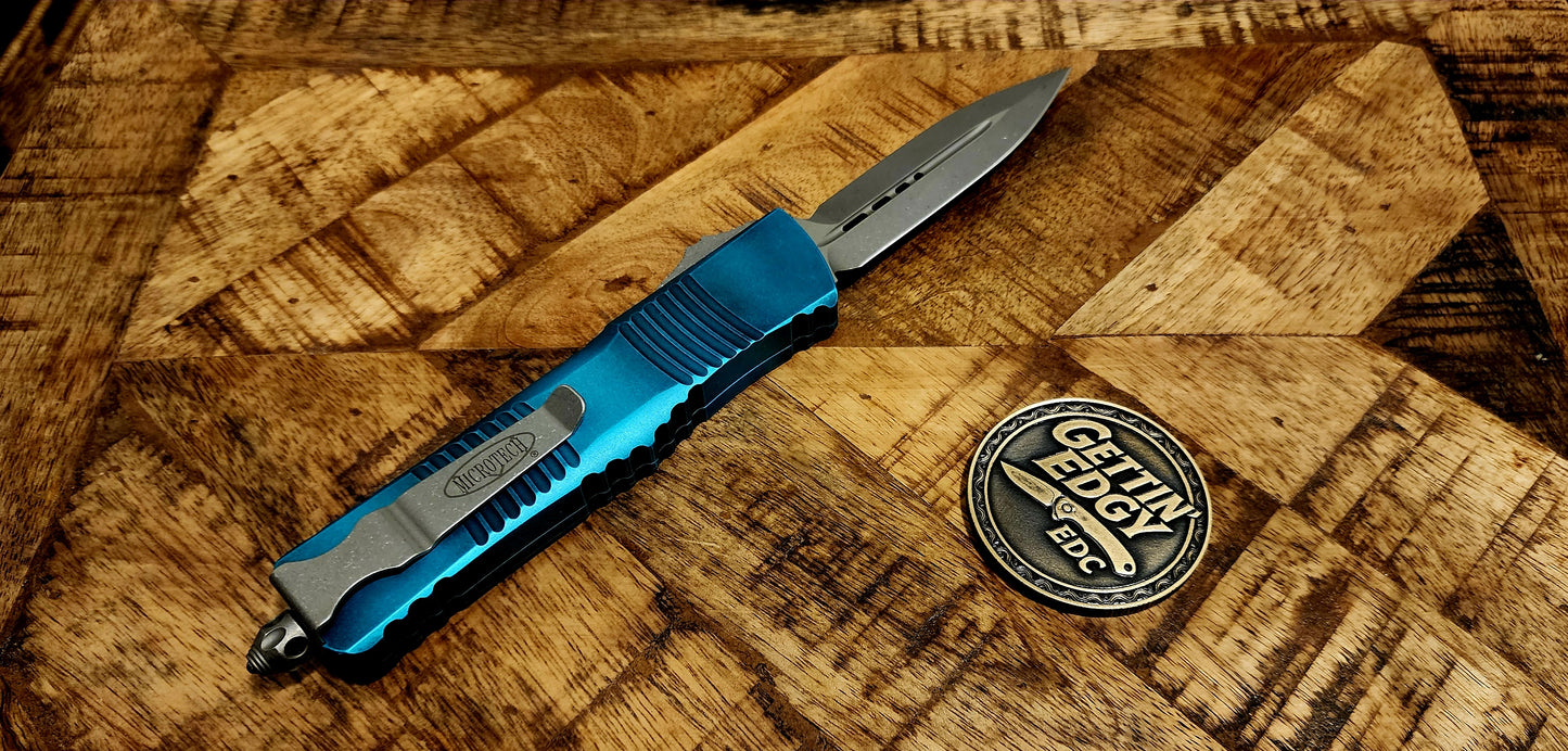 Microtech Combat Troodon D/E Gen II Weathered Turquoise Apocalyptic Standard OTF 142-10APWTQ - Unused/Uncarried - Pre-Owned