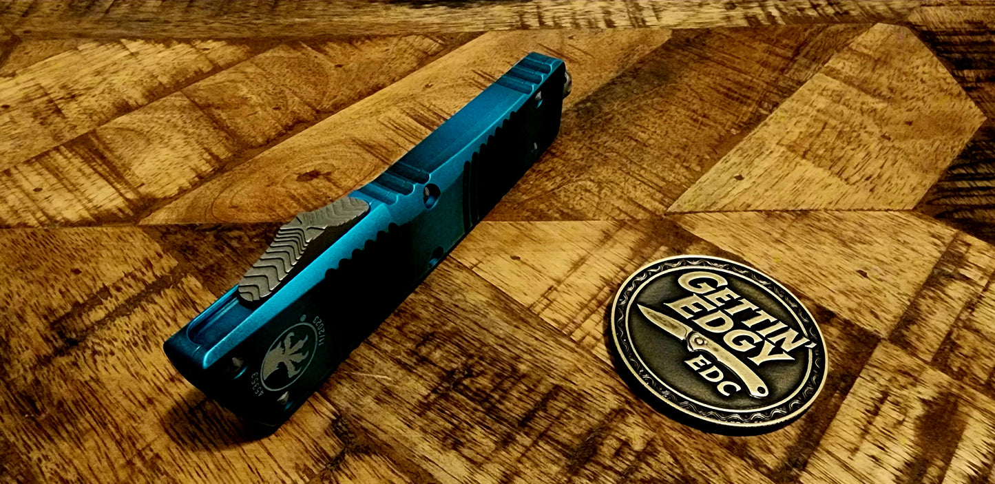 Microtech Combat Troodon D/E Gen II Weathered Turquoise Apocalyptic Standard OTF 142-10APWTQ - Unused/Uncarried - Pre-Owned
