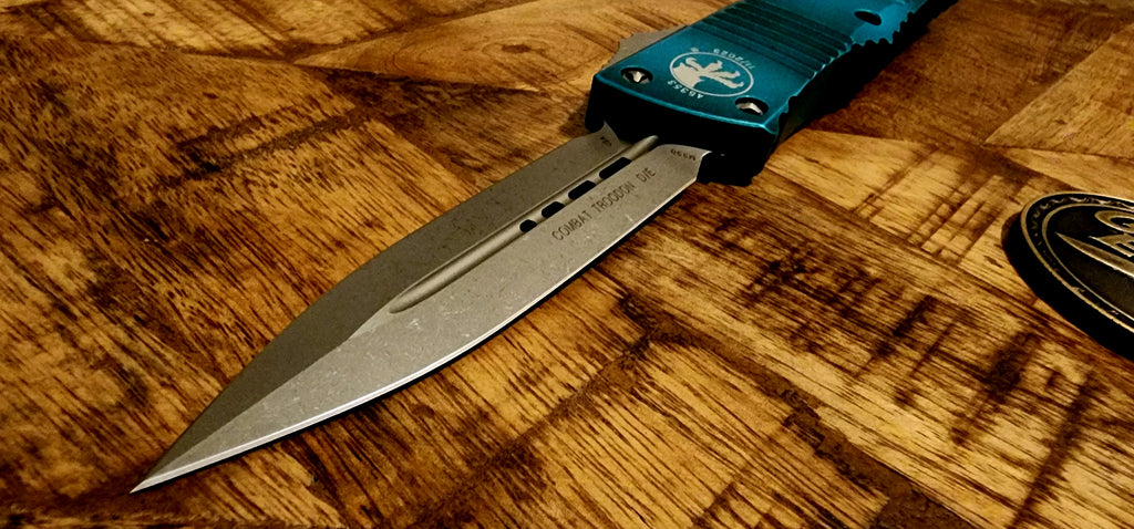 Microtech Combat Troodon D/E Gen II Weathered Turquoise Apocalyptic Standard OTF 142-10APWTQ - Pre-Owned