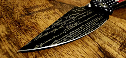 Tenable Fenrir Jade G10 Flag Cross-Bar Folding Knife with "We The People" Custom Theme - TS Custom