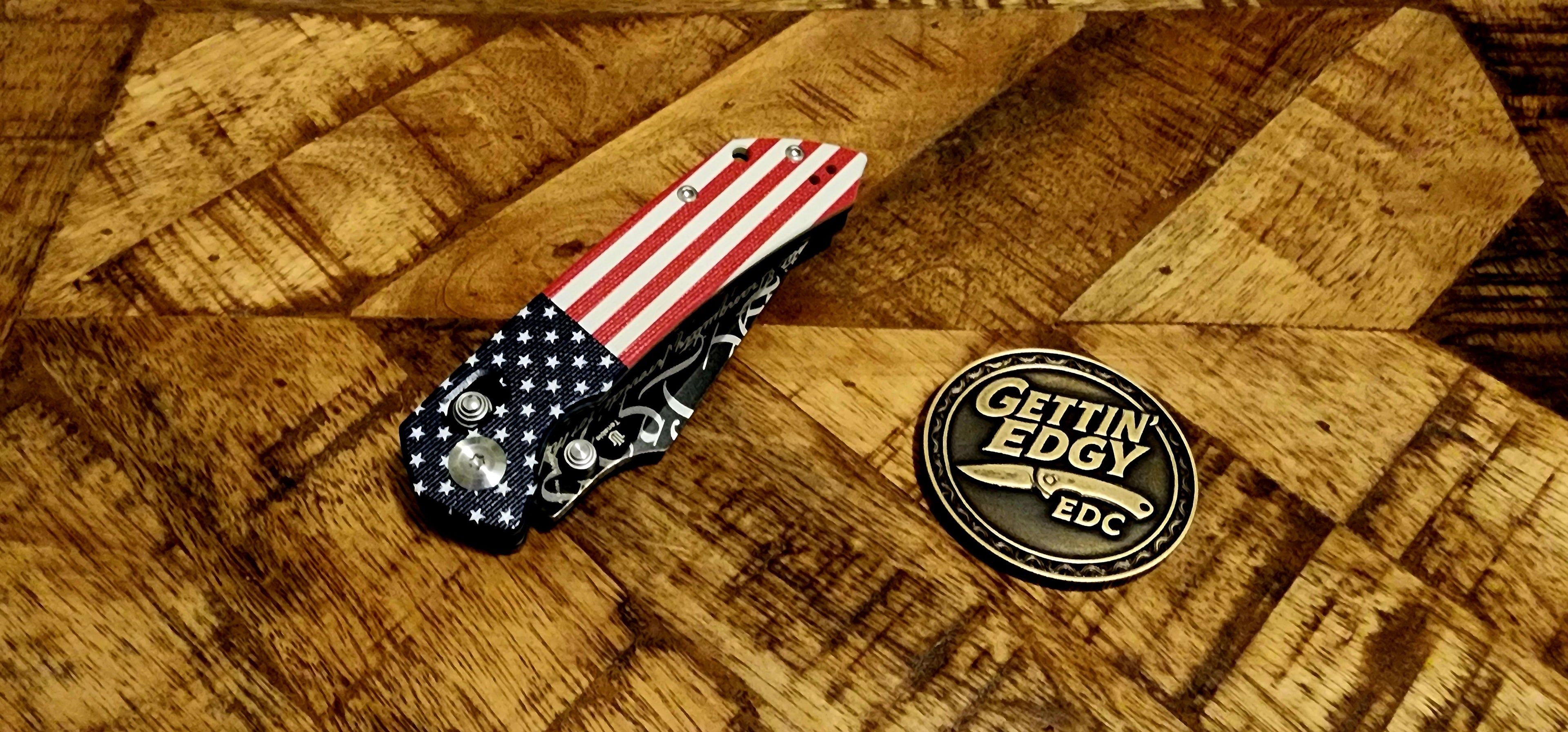 Tenable Fenrir Jade G10 Flag Cross-Bar Folding Knife with "We The People" Custom Theme - TS Custom