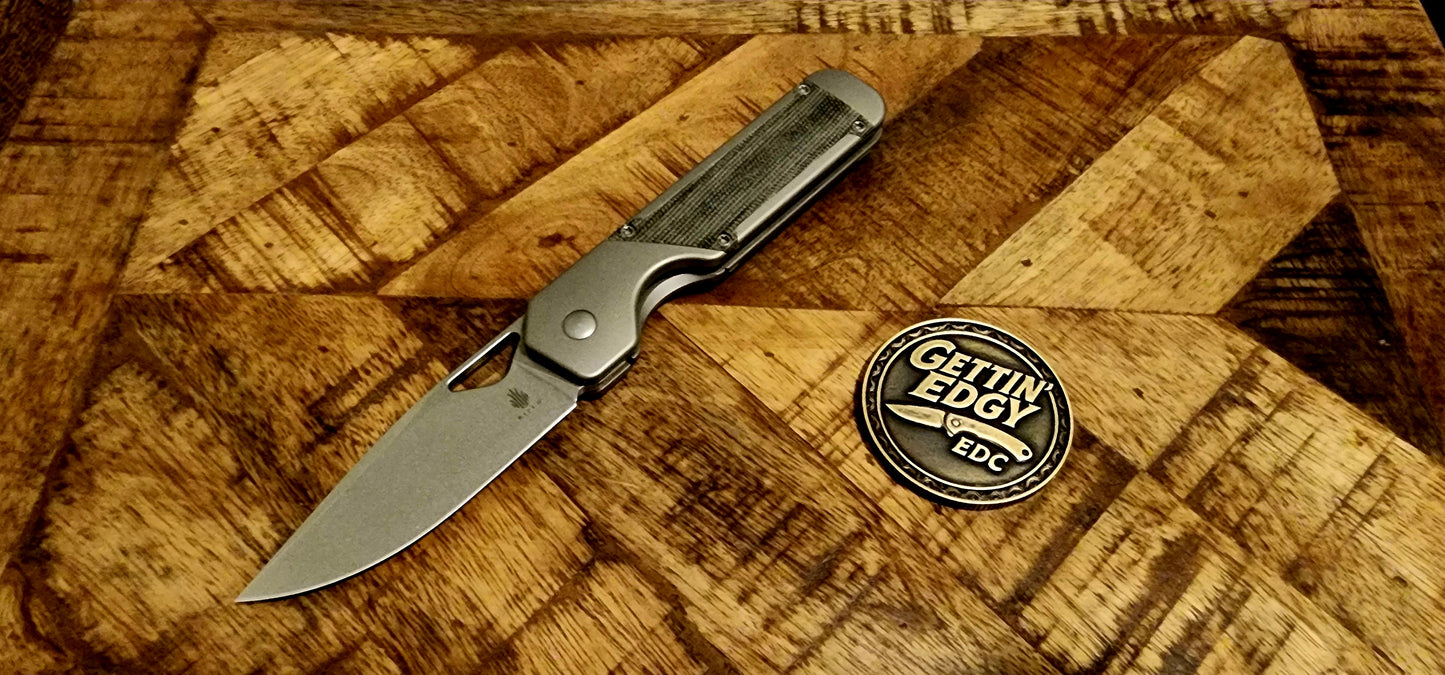 Kizer Militaw KI3634A1 Titanium with black Micarta inlays - New