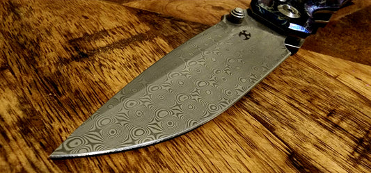 Kansept Eaglestrike K1095V1 Damascus Full Lightning Strike Titanium - Beautiful! - New