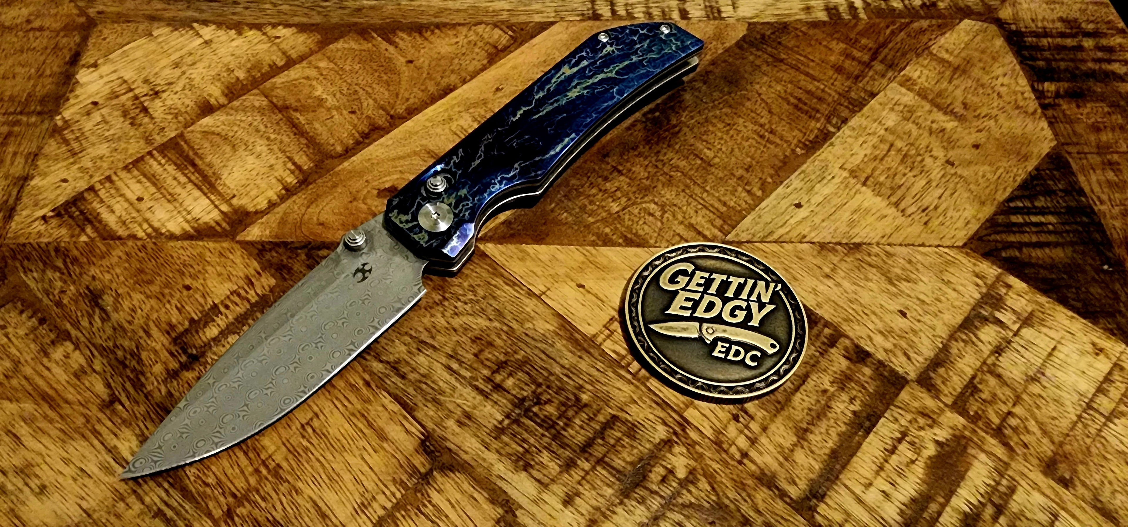 Kansept Eaglestrike K1095V1 Damascus Full Lightning Strike Titanium - Beautiful! - New