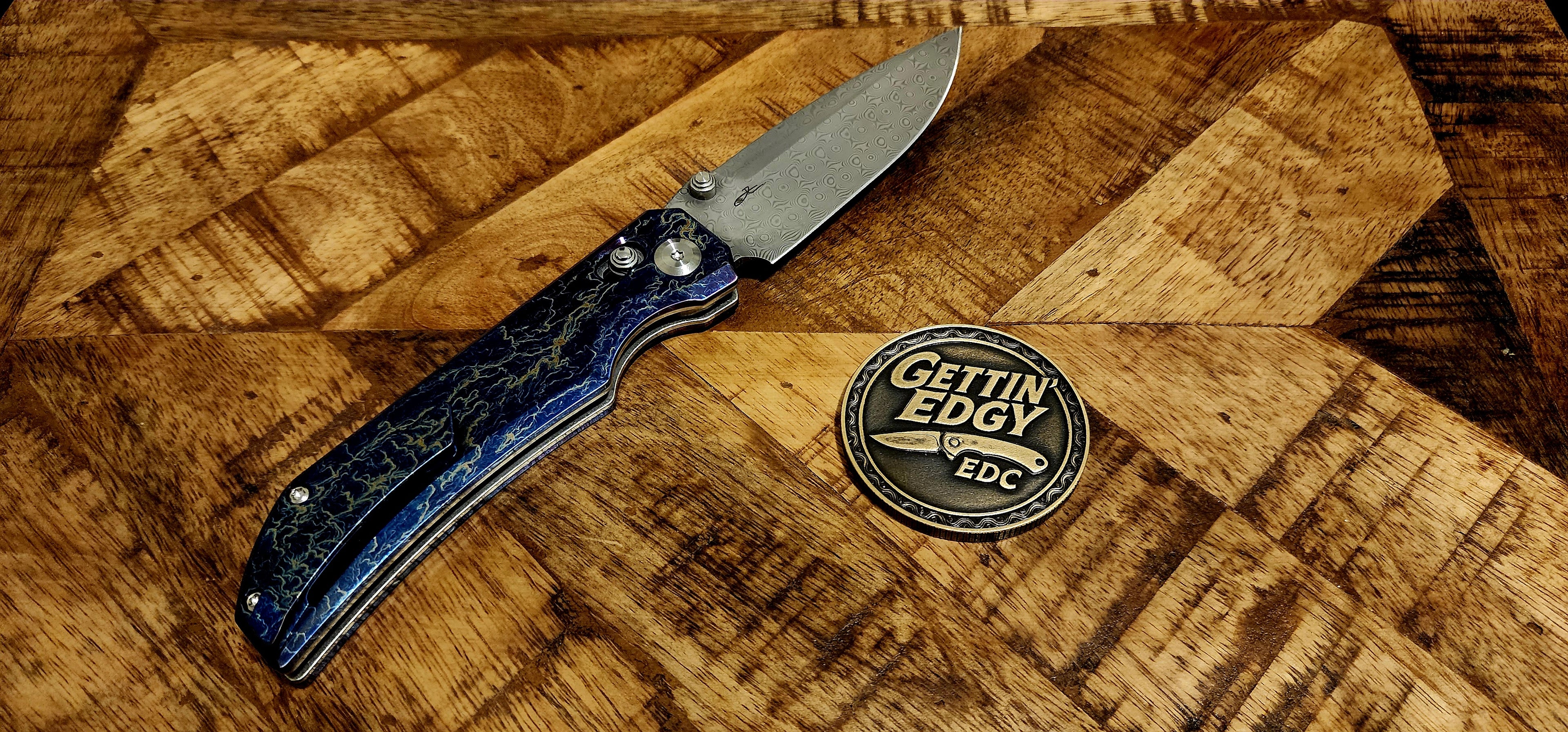 Kansept Eaglestrike K1095V1 Damascus Full Lightning Strike Titanium - Beautiful! - New