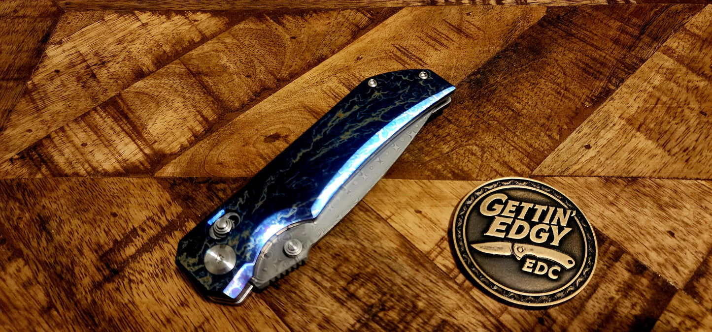 Kansept Eaglestrike K1095V1 Damascus Full Lightning Strike Titanium - Beautiful! - New