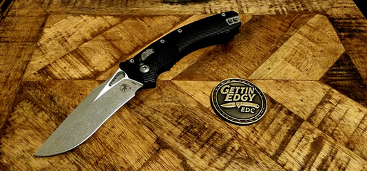 Microtech Amphibian Ram-Lok Fluted 7075-T6 Aluminum (Black) 137RL-10FL Stonewash Standard - New