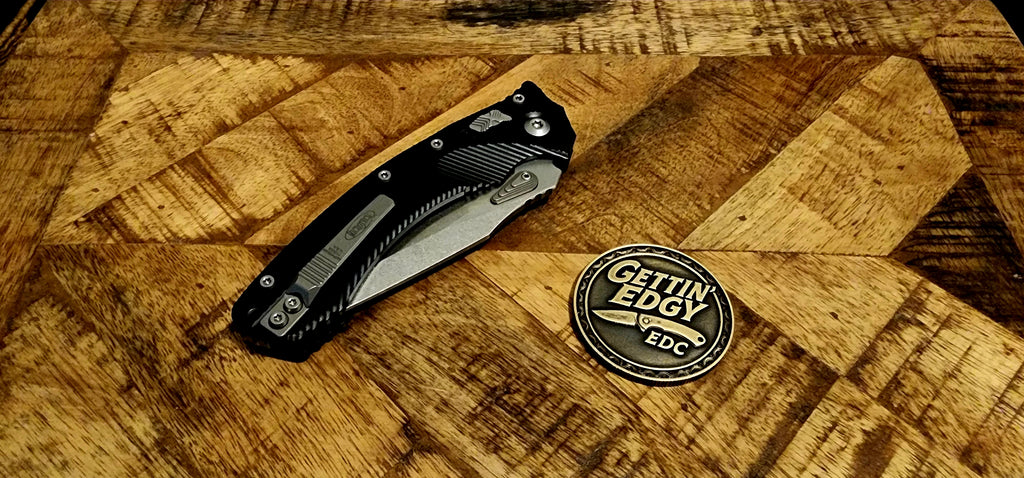 Microtech Amphibian Ram-Lok Fluted 7075-T6 Aluminum (Black) 137RL-10FL Stonewash Standard - New