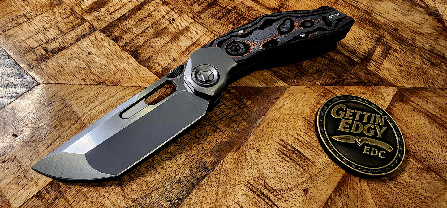 Ketuo KETM036 Yakuza — Satin Tanto Framelock - Carbon Fober Copper Foil - New