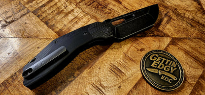 Ketuo KETM060 Yakuza — Black Stonewash Tanto, G10/Carbon Fiber Linerlock - New