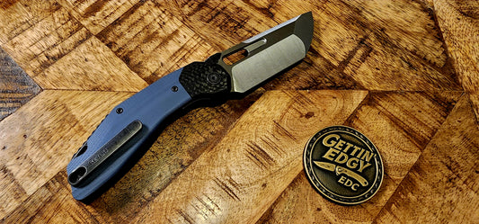 Ketuo KETM061 Yakuza — Satin Tanto, Blue G10/Carbon Fiber - New