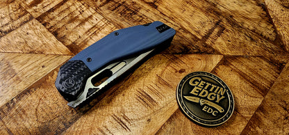Ketuo KETM061 Yakuza — Satin Tanto, Blue G10/Carbon Fiber - New