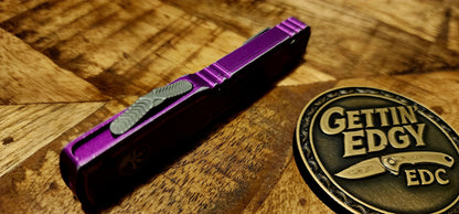 Microtech UTX-70 Double full-serrated Apocalyptic Distressed Violet - Pre-Owned - Factory Condition