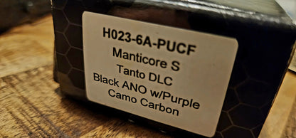 Heretic Knives Manticore S Purple Camo Carbon Fiber Tanto DLC - Pre-Owned - Factory Condition