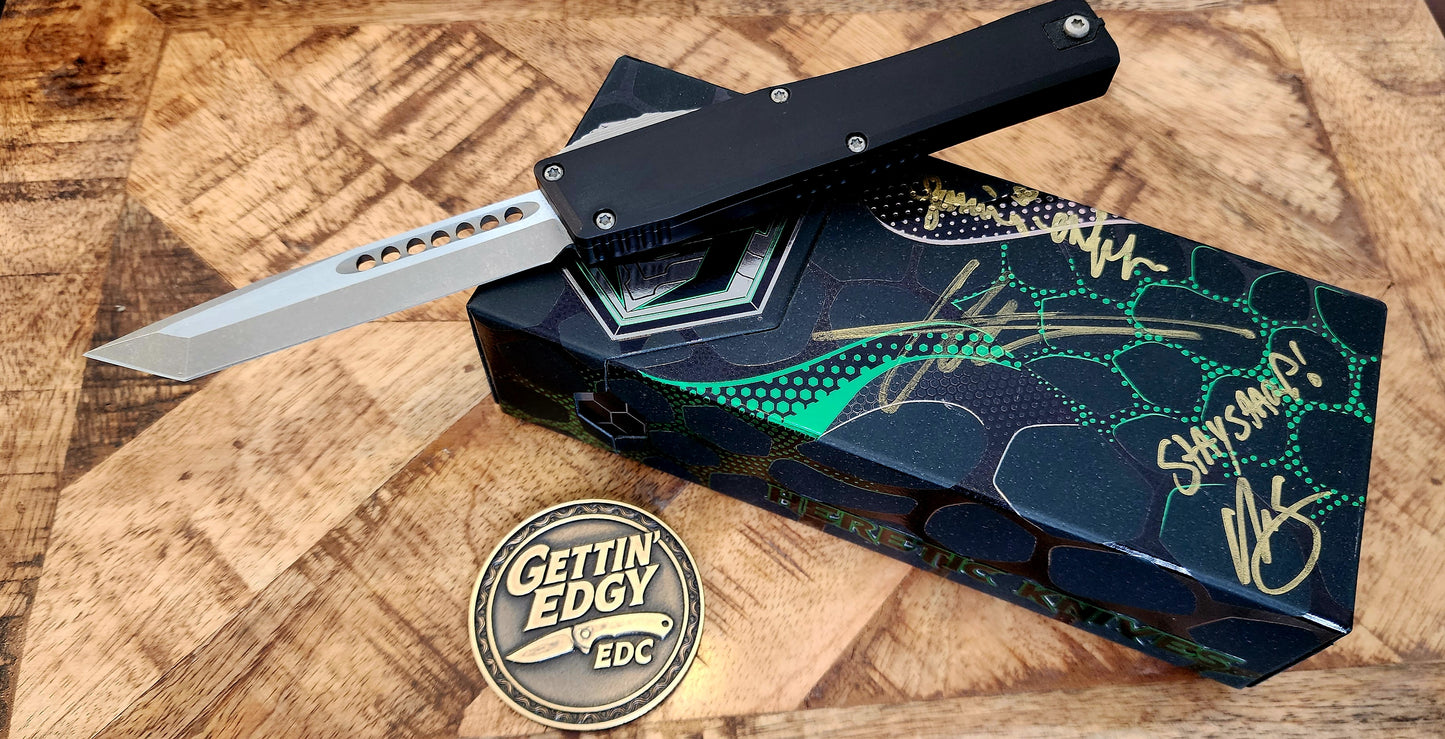 Heretic NYX OTF Tanto Black with Battleworn Finish - Factory Condition - Pre-Owned - Signed