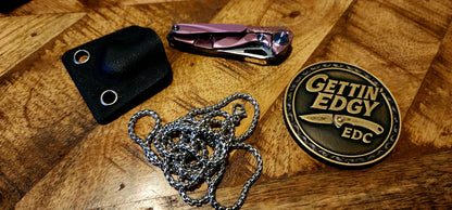 Rike Hummingbird Chain Knife in Pink Titanium and Swedish Damasteel - New