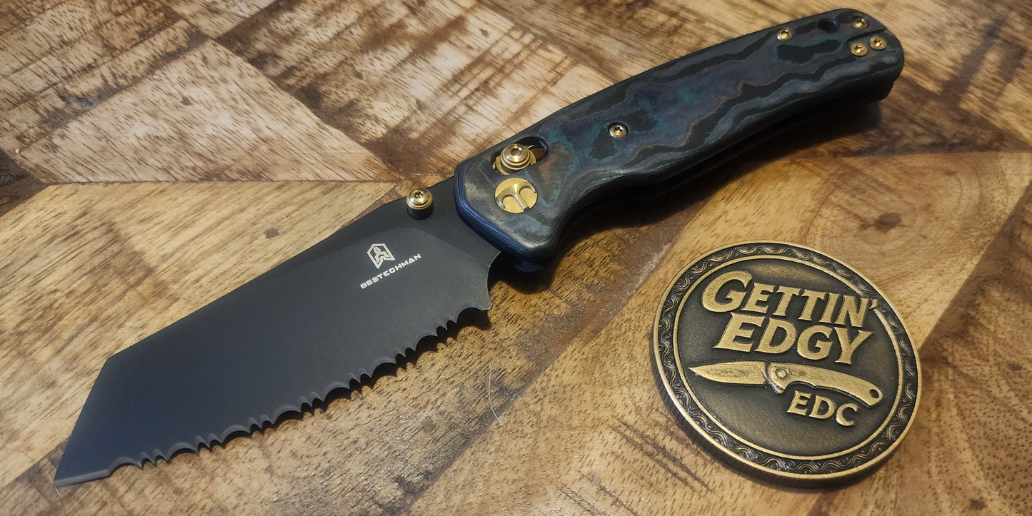 Bestechman BMK06-C-4 Cicada’s Wing, Shipwreck Camo Carbon Bladerunner Exclusive  - Serrated Edge - Pre-Owned - Factory Condition