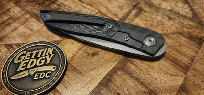 Kubey KB Knives Spike – M390, Flame Titanium; Carbon Fiber - New