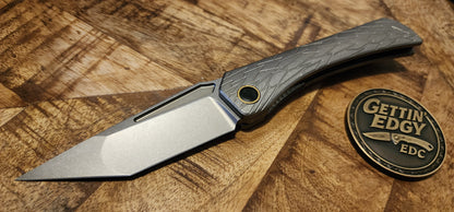Ketuo Usurper SW – M390 Tanto, Stonewashed Titanium - New