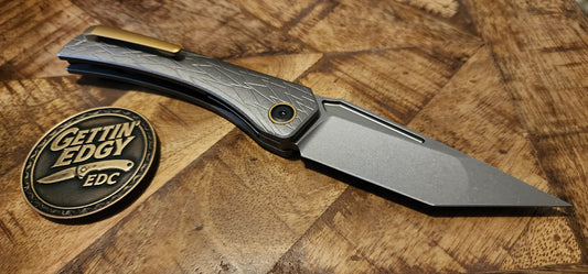 Ketuo Usurper SW – M390 Tanto, Stonewashed Titanium - New