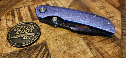 VORIXN "Rimeforge" (3.8" Damascus Blade) Crystallized Titanium Handle Flipper & Thumb Stud Folding Knife
