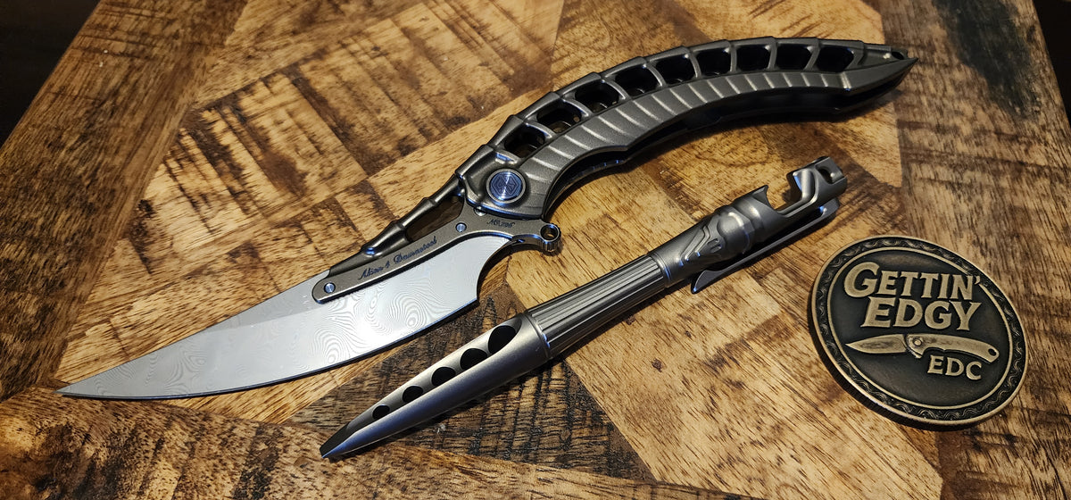 Rike Alien 4 Full Titanium Folding Knife with Kubaton — RK-12261-1