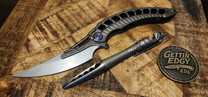 Rike Alien 4 Full Titanium Folding Knife with Kubaton — RK-12261-1