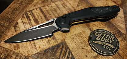 Ketuo Griffin G10 Folding Knife — 14C28N Steel &amp; Gold Liners; Carbon Fiber Inlays