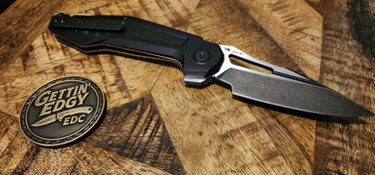 Ketuo Griffin G10 Folding Knife — 14C28N Steel &amp; Gold Liners; Carbon Fiber Inlays