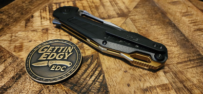 Ketuo Griffin G10 Folding Knife — 14C28N Steel &amp; Gold Liners; Carbon Fiber Inlays